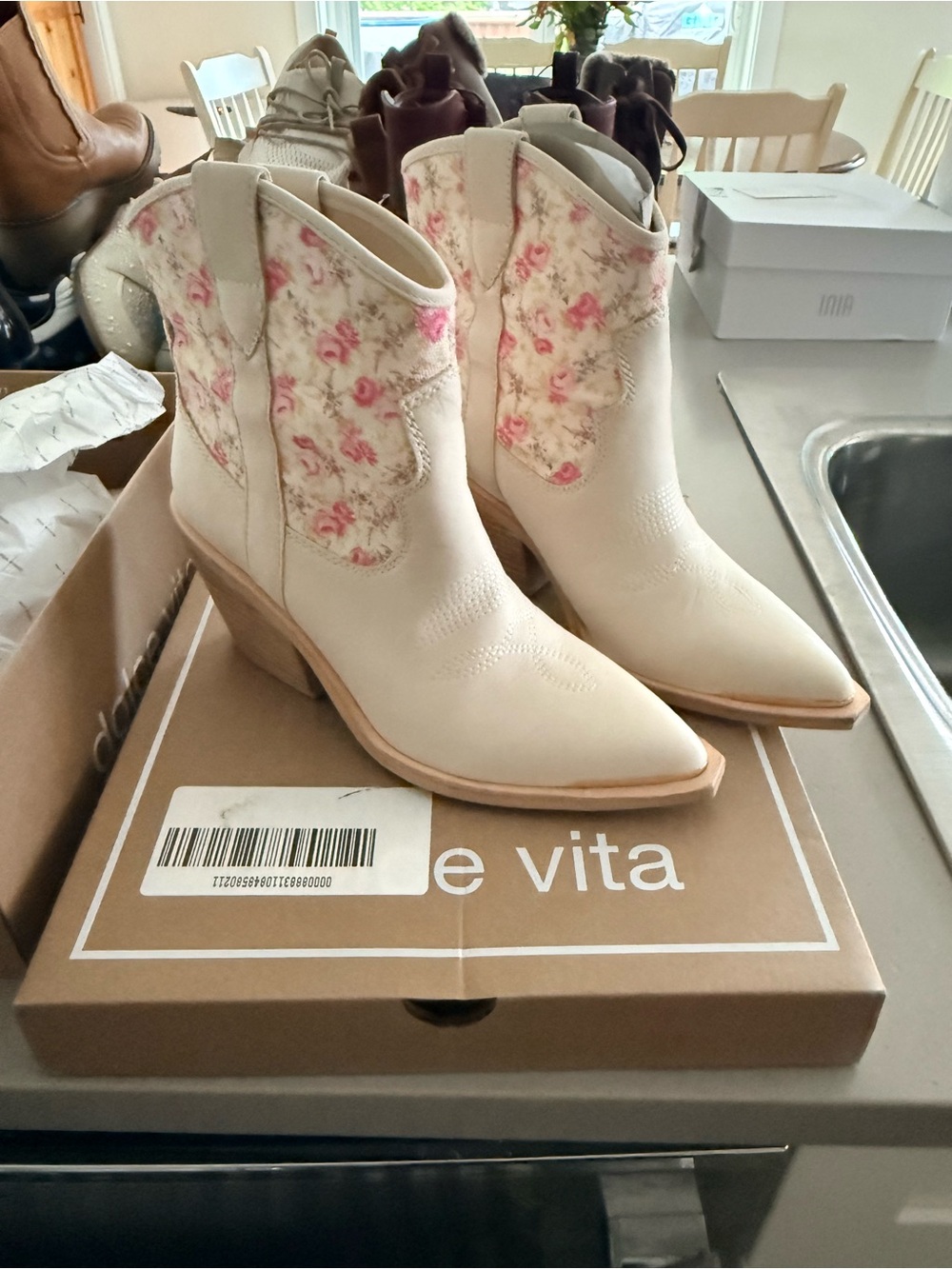 Dolce Vita Pink Floral Ankle Boots